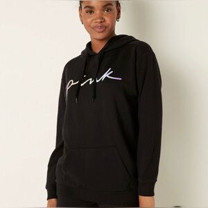VS | Pink Everyday Campus Pullover Sweatshirt Hoodie Black Rainbow Small